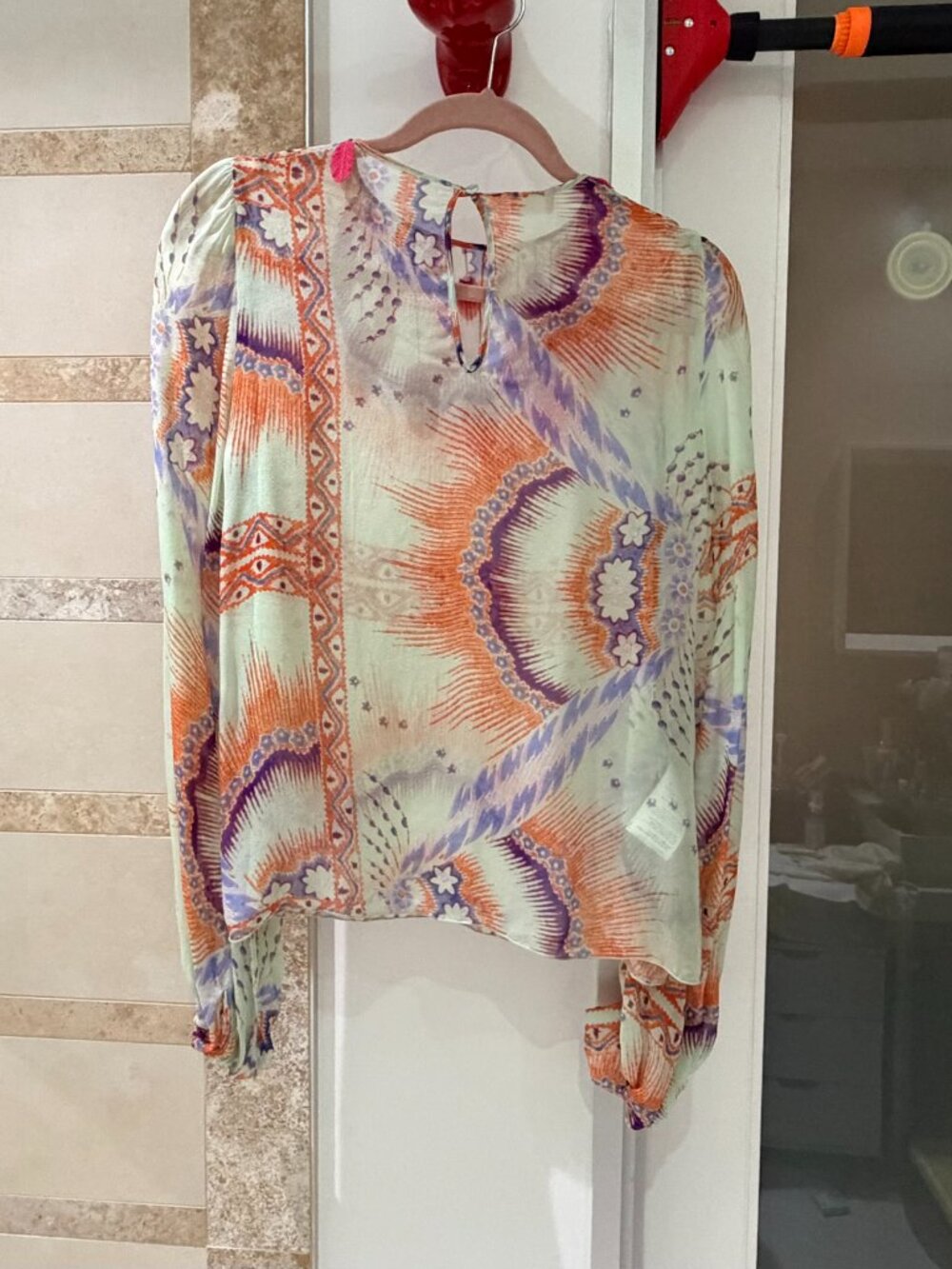 Giamba Feather Silk Blouse - Size S
